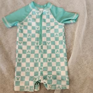 Mickey Mouse Short Sleeve Rashguard Swimsuit Size 6Months & 12 Months